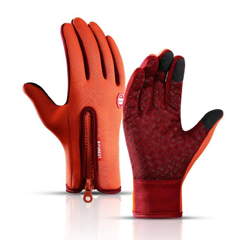 Verwarmbare Handschoenen met USB – Waterdichte Winterhandschoenen met Touchscreen, Winddicht, voor Fietsen & Skiën, S–XL Zonder Verwarming Oranje