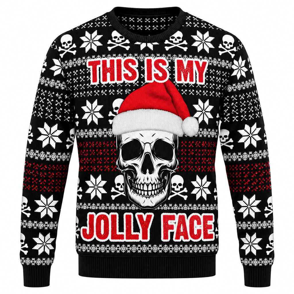GrungeFest Kersttrui – Foute Kersttrui Heren met Doodskopprint, Trui in Grunge-look, S–5XL – Ranches Zwart B