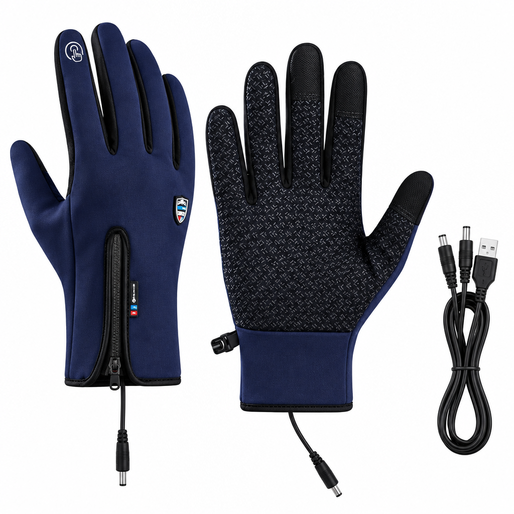 Verwarmbare Handschoenen met USB – Waterdichte Winterhandschoenen met Touchscreen, Winddicht, voor Fietsen & Skiën, S–XL Met Verwarming Blauw XL