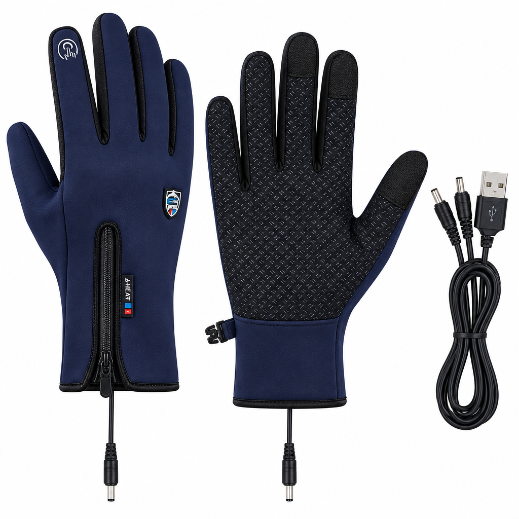 Verwarmbare Handschoenen met USB – Waterdichte Winterhandschoenen met Touchscreen, Winddicht, voor Fietsen & Skiën, S–XL Met Verwarming Blauw L