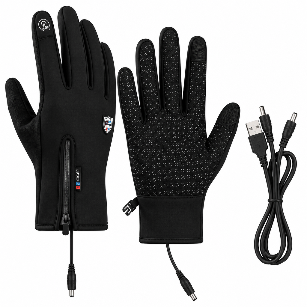 Verwarmbare Handschoenen met USB – Waterdichte Winterhandschoenen met Touchscreen, Winddicht, voor Fietsen & Skiën, S–XL Met Verwarming Zwart XL