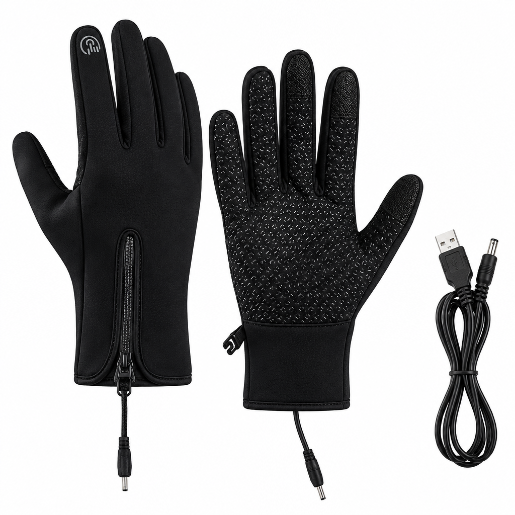Verwarmbare Handschoenen met USB – Waterdichte Winterhandschoenen met Touchscreen, Winddicht, voor Fietsen & Skiën, S–XL Met Verwarming Zwart L