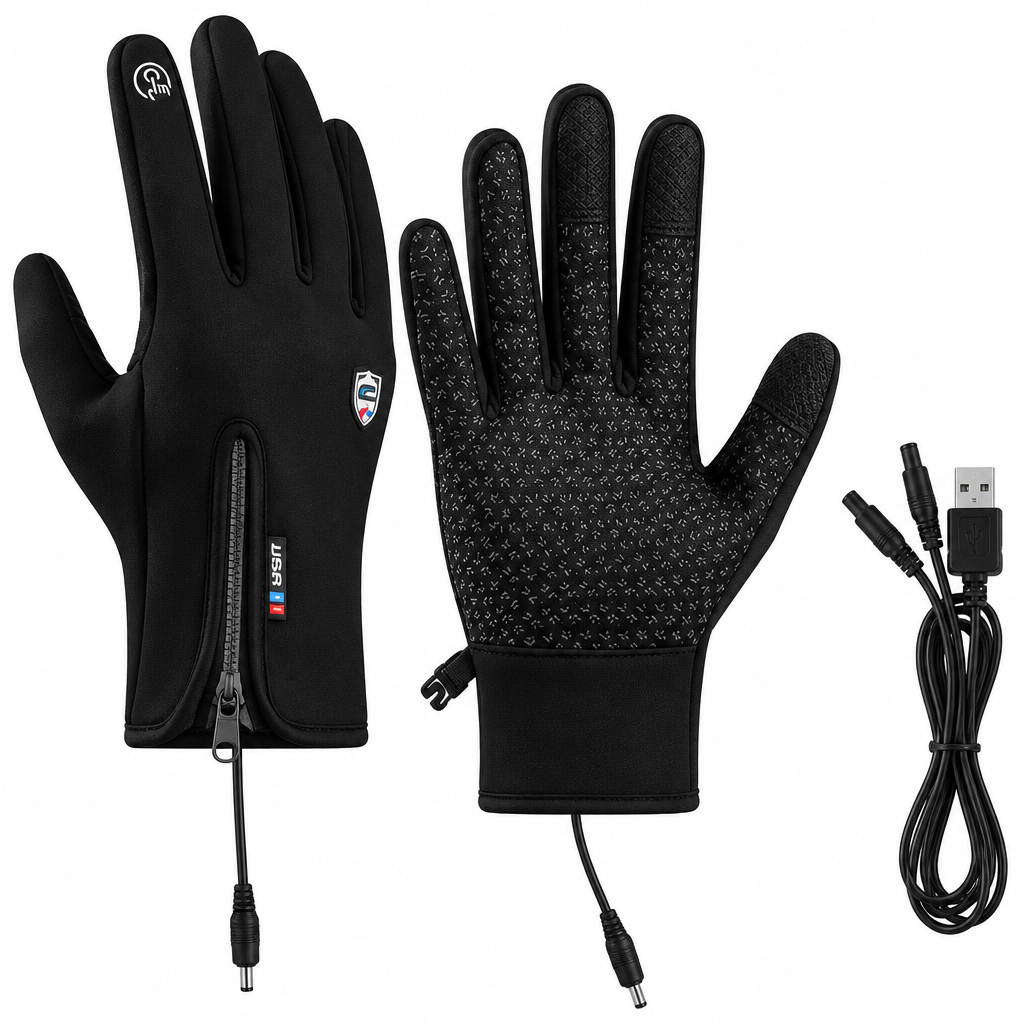 Verwarmbare Handschoenen met USB – Waterdichte Winterhandschoenen met Touchscreen, Winddicht, voor Fietsen & Skiën, S–XL Met Verwarming Zwart M