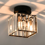 Moderne Kristallen Plafondlamp – Kristal Plafonnière met Messing Armatuur, E27, Rond of Vierkant, Goud of Zwart – CrystalGlow