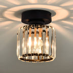 Moderne Kristallen Plafondlamp – Kristal Plafonnière met Messing Armatuur, E27, Rond of Vierkant, Goud of Zwart – CrystalGlow