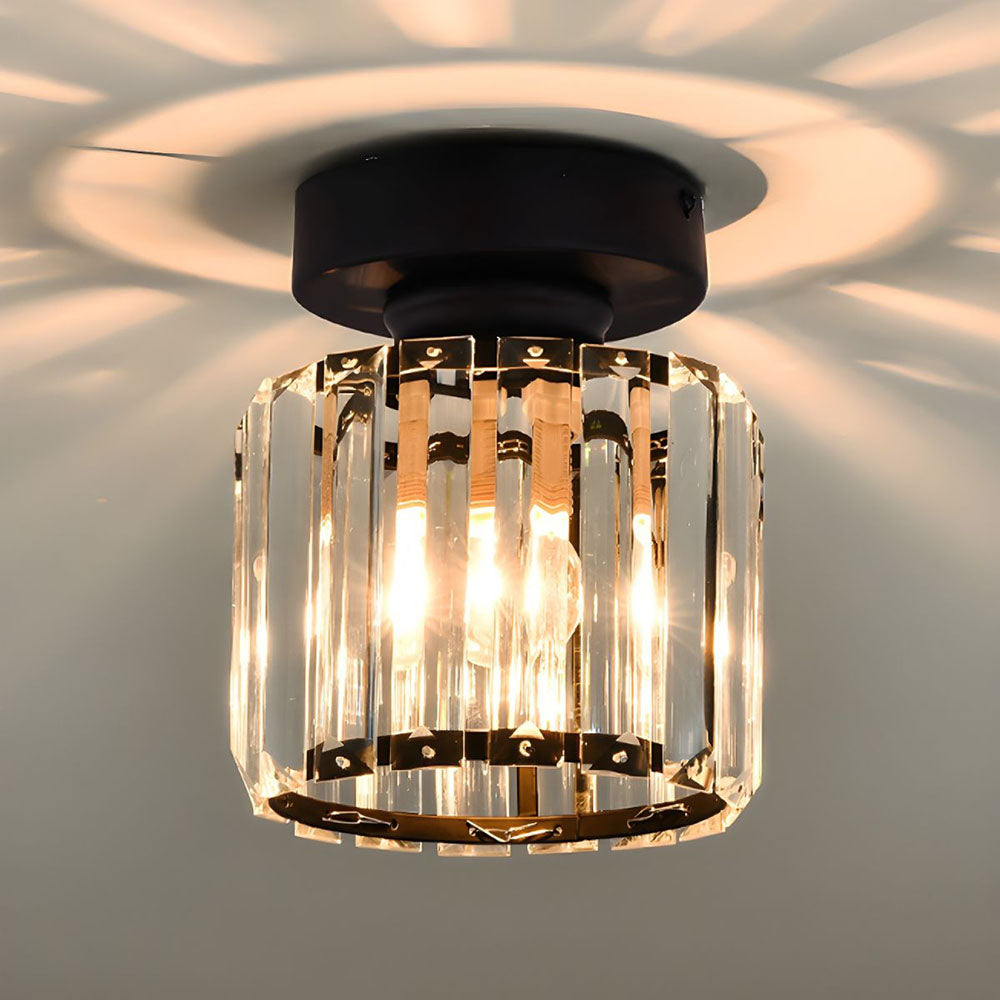 Moderne Kristallen Plafondlamp – Kristal Plafonnière met Messing Armatuur, E27, Rond of Vierkant, Goud of Zwart – CrystalGlow