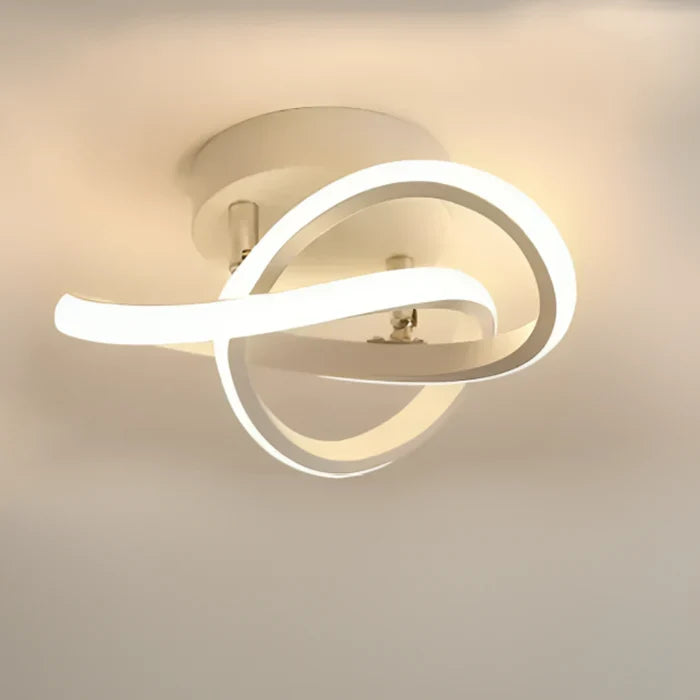 Moderne LED Plafondlamp met Dubbel Ringdesign – Plafonnière voor Hal, Gang & Kantoor, Rond, Vierkant of Golf, Zwart of Wit – Twilight Rings Golf Wit