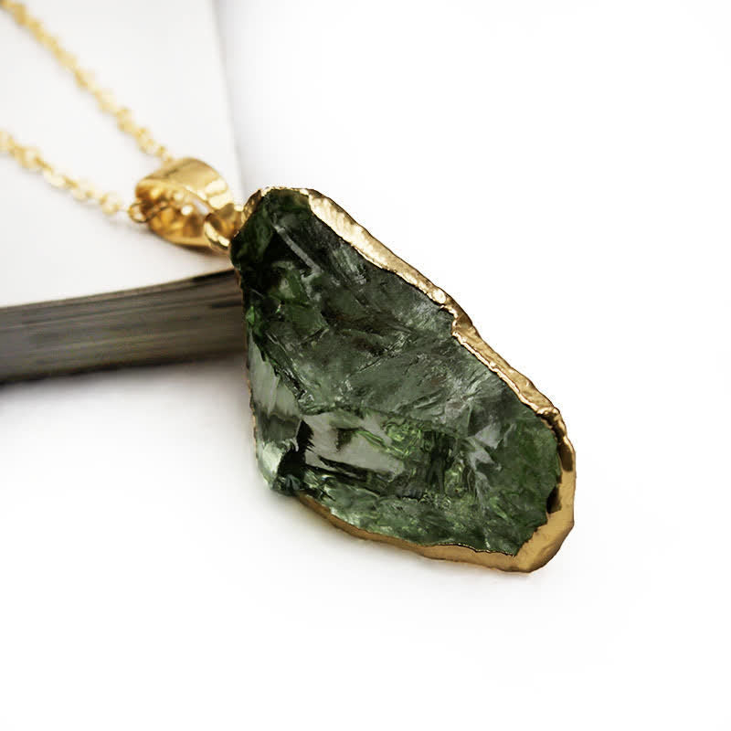 Fijne Moldaviet Ketting – Groene Moldaviet Hanger, Handgemaakt met Verstelbare Ketting – Zahara Lyra