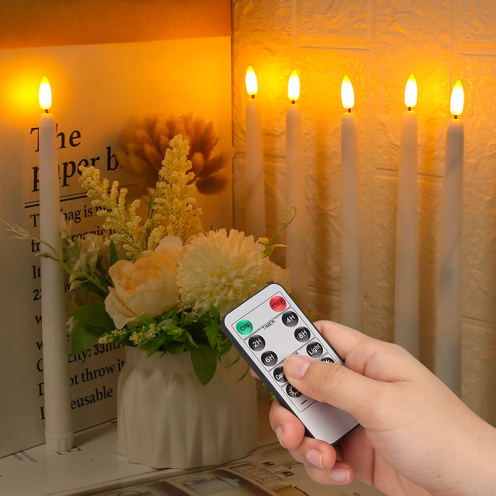 Staande LED-kaarsen – Vlamloze LED Dinerkaarsen met Afstandsbediening, Timer & Dimfunctie, op Batterijen, 4, 6 of 10 Stuks – LumiCandle