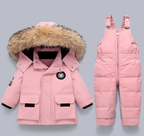 Skipak Kinderen 2-delig – Gewatteerde Winterset met Capuchonjas & Broek, 6 Kleuren, 2-6 Jaar – Hermosa Roze