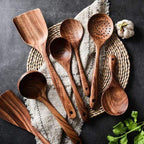 Natuurlijke Houten Keukenset – Rustiek Houten Kookgerei, Set van 4 of 7 Stuks – RustiCook