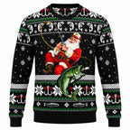 Kerstman Trui Heren – Foute Kersttrui met Grappige Kerstman-print, Een Klassieke en Vrolijke Kersttrui, S–7XL – Mane Vissende Kerstman