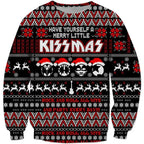 KissMas Trui – Foute Kersttrui Heren in Rock-look, De Ultieme Kersttrui voor Rockers, S–5XL – Calico