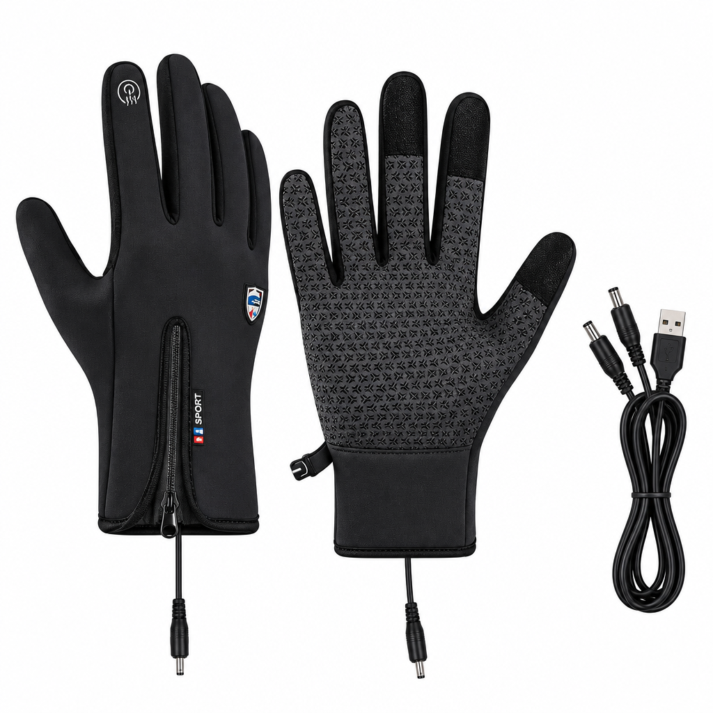 Verwarmbare Handschoenen met USB – Waterdichte Winterhandschoenen met Touchscreen, Winddicht, voor Fietsen & Skiën, S–XL Met Verwarming Grijs