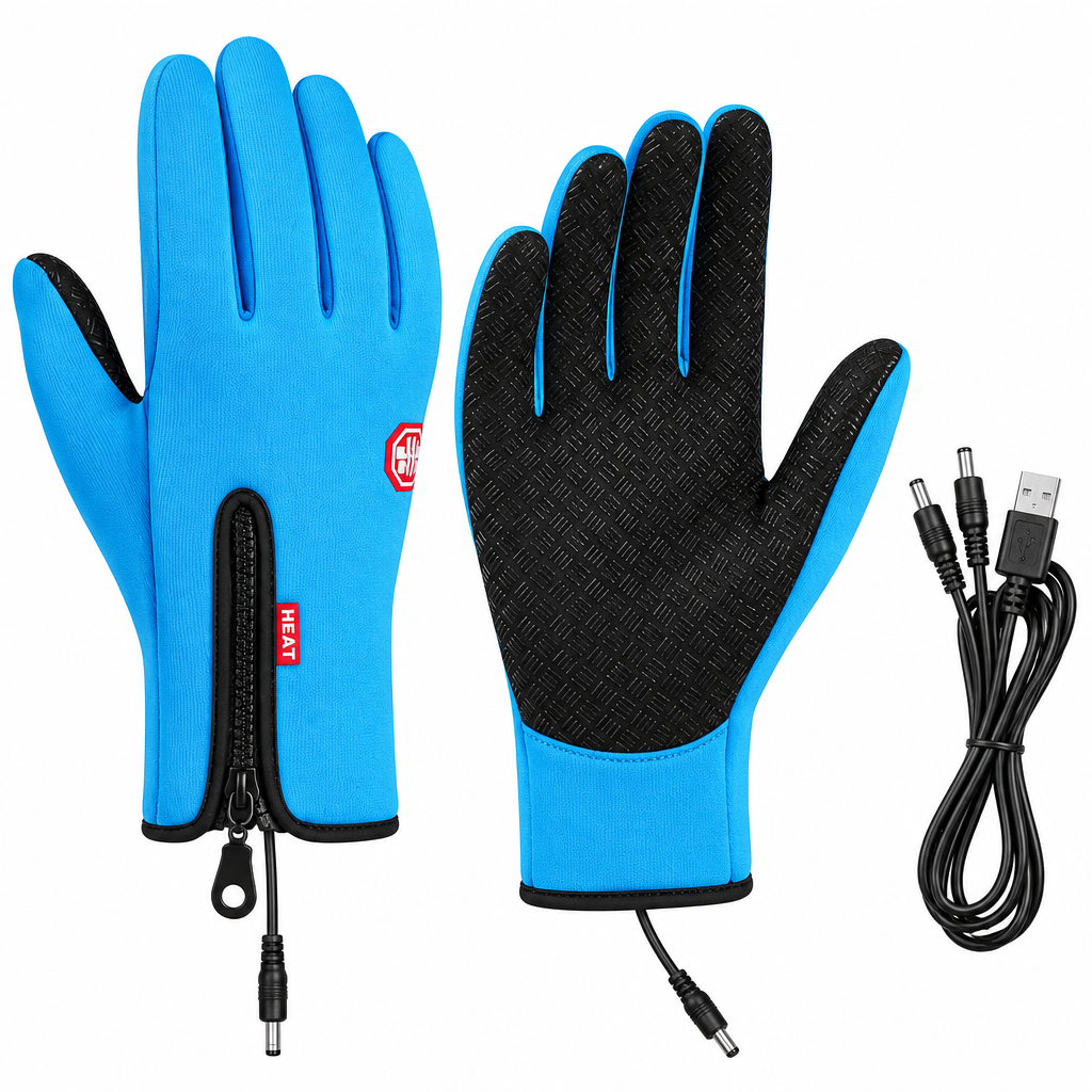 Verwarmbare Handschoenen met USB – Waterdichte Winterhandschoenen met Touchscreen, Winddicht, voor Fietsen & Skiën, S–XL Met Verwarming Marineblauw