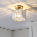 Moderne Kristallen Plafondlamp – Kristal Plafonnière met Messing Armatuur, E27, Rond of Vierkant, Goud of Zwart – CrystalGlow