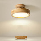 Moderne LED Plafondlamp – Plafonnière van Hout & Acryl voor Slaapkamer, Eetkamer & Woonkamer, 5 Kleuren – LunaLux Hout
