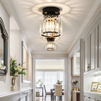 Moderne Kristallen Plafondlamp – Kristal Plafonnière met Messing Armatuur, E27, Rond of Vierkant, Goud of Zwart – CrystalGlow