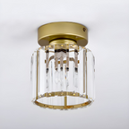Moderne Kristallen Plafondlamp – Kristal Plafonnière met Messing Armatuur, E27, Rond of Vierkant, Goud of Zwart – CrystalGlow