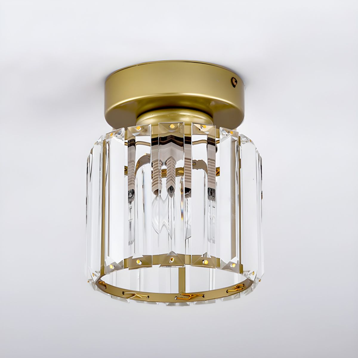 Moderne Kristallen Plafondlamp – Kristal Plafonnière met Messing Armatuur, E27, Rond of Vierkant, Goud of Zwart – CrystalGlow