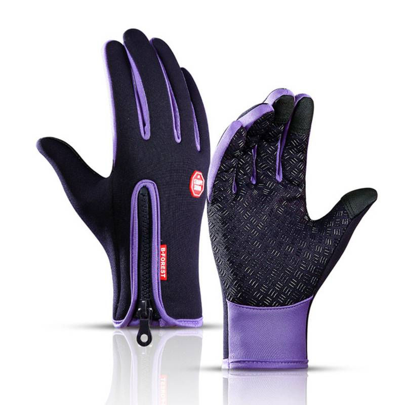 Verwarmbare Handschoenen met USB – Waterdichte Winterhandschoenen met Touchscreen, Winddicht, voor Fietsen & Skiën, S–XL Zonder Verwarming Paars
