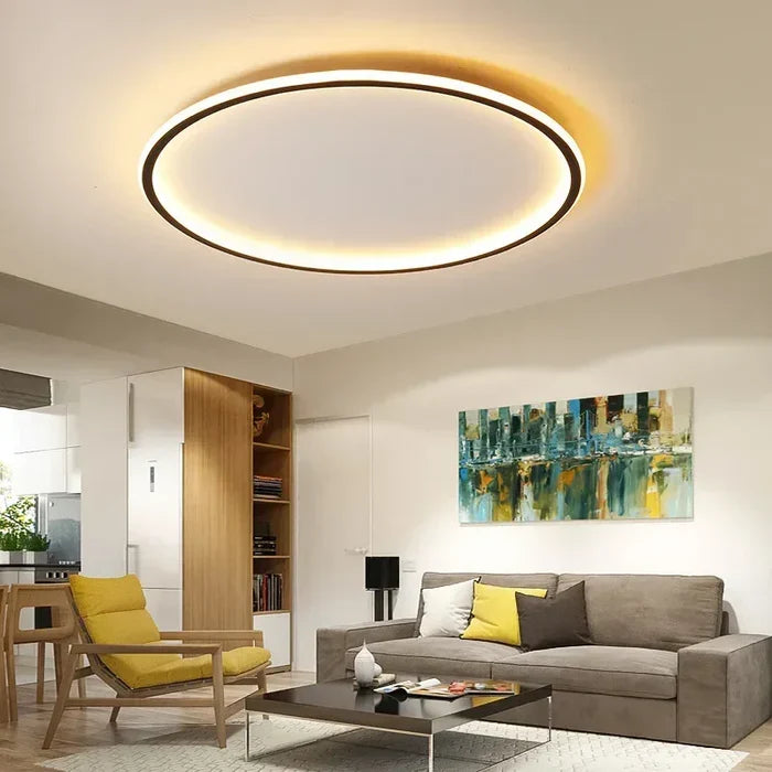 Scandinavische Ronde Plafondlamp – LED Plafonnière, Dimbaar met Afstandsbediening Optioneel, Ø20 tot Ø50 cm – AuroraSphere