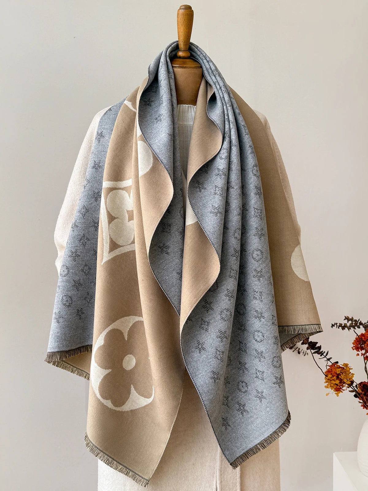 Wintersjaal met Jacquardpatroon – Zachte Grote Omslagsjaal & Omslagdoek, 175 cm, Unisex, 3 Kleuren | Hommes