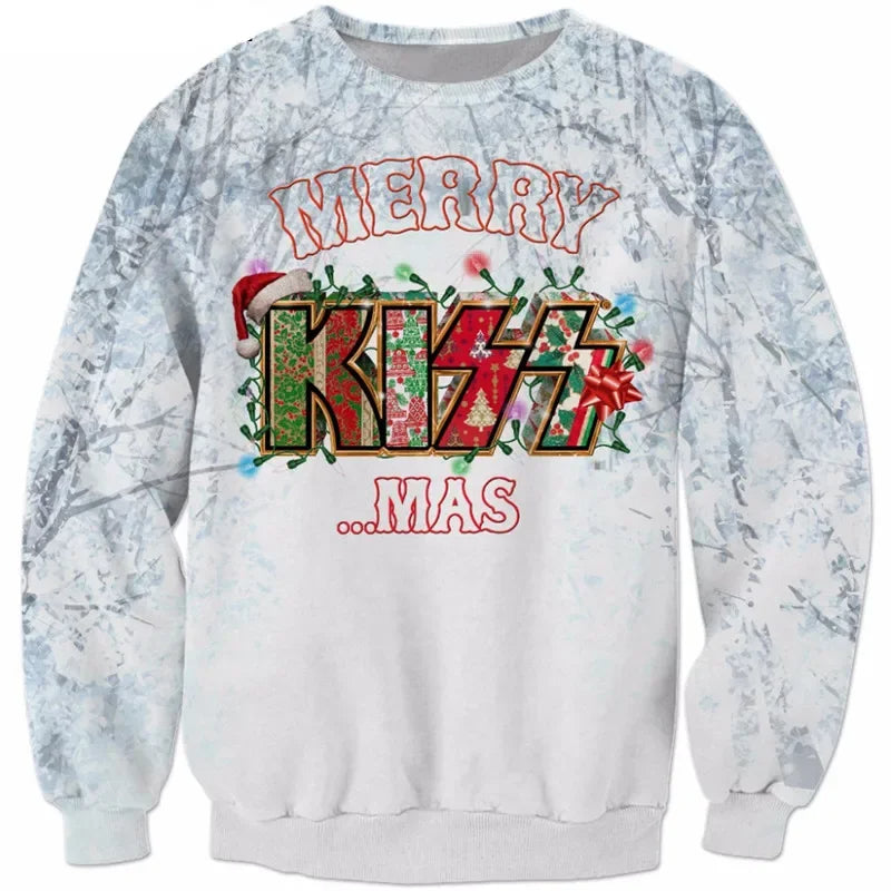 KissMas Trui – Foute Kersttrui Heren in Rock-look, De Ultieme Kersttrui voor Rockers, S–5XL – Calico