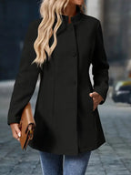 Chāme | Elegante Dames Wintermantel met Knoopsluiting - Warme Klassieke Lange Wollen Look Jas met Reverskraag