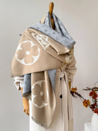 Wintersjaal met Jacquardpatroon – Zachte Grote Omslagsjaal & Omslagdoek, 175 cm, Unisex, 3 Kleuren | Hommes Beige