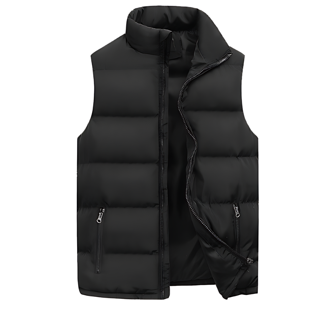 Figueral | Gevoerde Heren Bodywarmer Puffer Vest met Gestikte Look - Mouwloos Gewatteerd Wintervest met Ritssluiting & Opstaande Kraag voor Laagjes