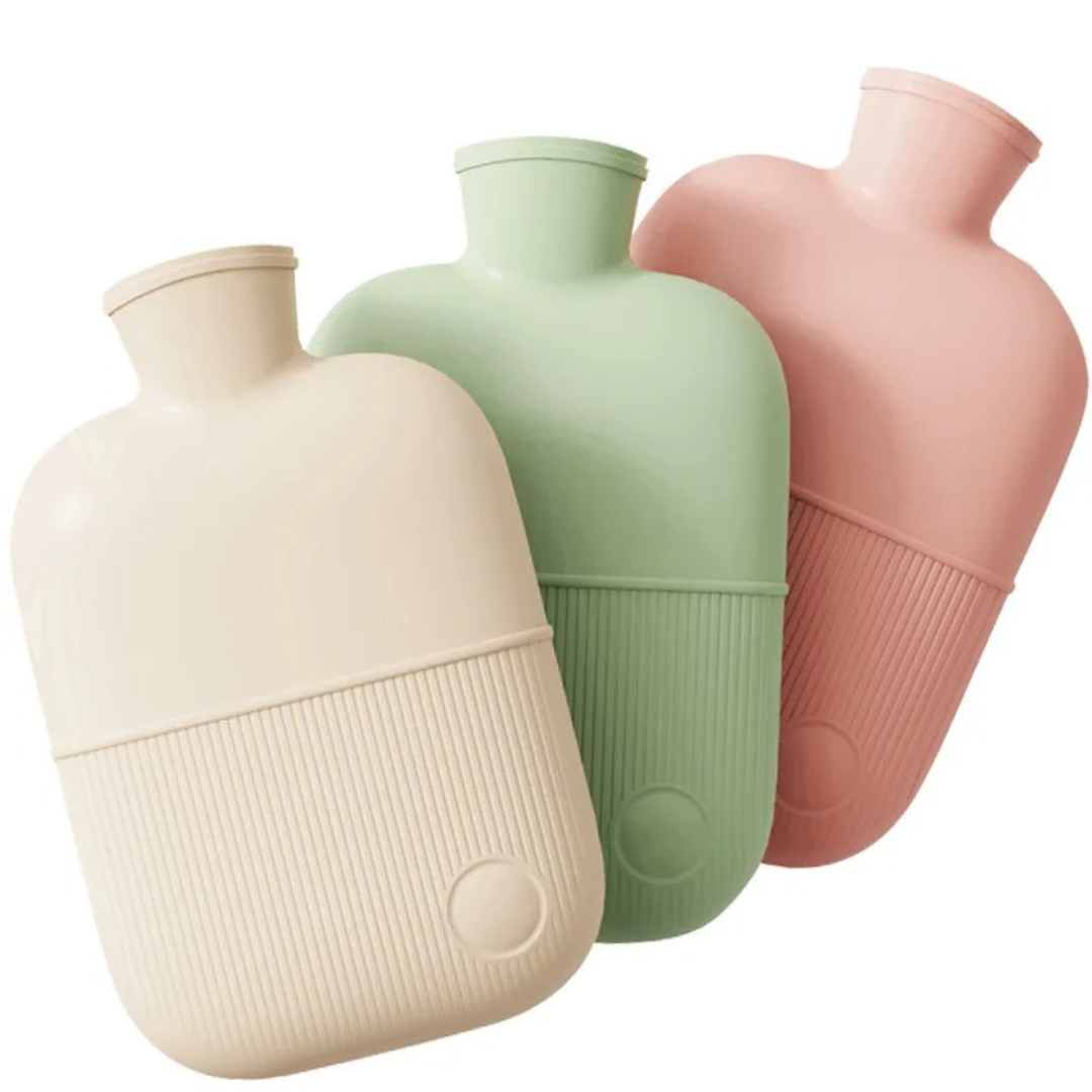 Grote Warmwaterkruik 2 Liter met Zachte Fleece Hoes – Lekvrije Sluiting, Warmte voor Voeten, Handen & Rug, 4 Kleuren
