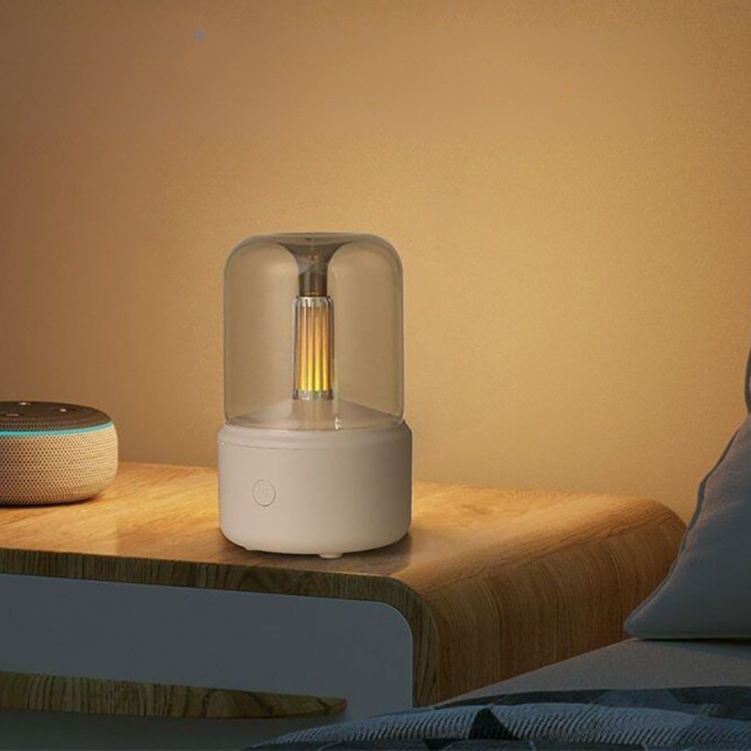 Luchtbevochtiger Ultrasoon Compact 120ml met LED Verlichting – Aroma Diffuser, Fluisterstil, tot 12 Uur – voor Slaapkamer & Bureau Beige