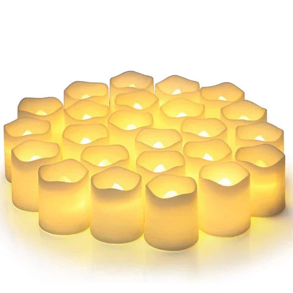 GlowFlicker | 24 LED Kaarsen - Vlamloze Waxinelichtjes met Timer