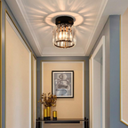 Moderne Kristallen Plafondlamp – Kristal Plafonnière met Messing Armatuur, E27, Rond of Vierkant, Goud of Zwart – CrystalGlow
