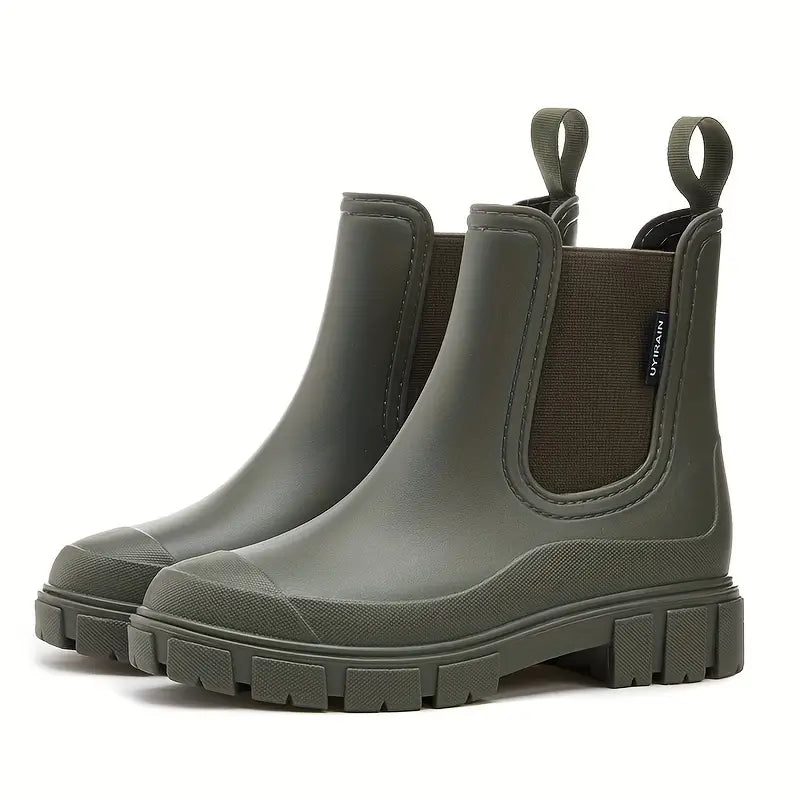Flōre | Waterdichte Chelsea Boots voor Dames - Korte Slip-On Enkellaarsjes met Elastische Inzet, Antislip Zool & Comfortabel Voetbed Groen