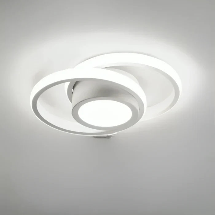Moderne LED Plafondlamp met Dubbel Ringdesign – Plafonnière voor Hal, Gang & Kantoor, Rond, Vierkant of Golf, Zwart of Wit – Twilight Rings Rond Wit