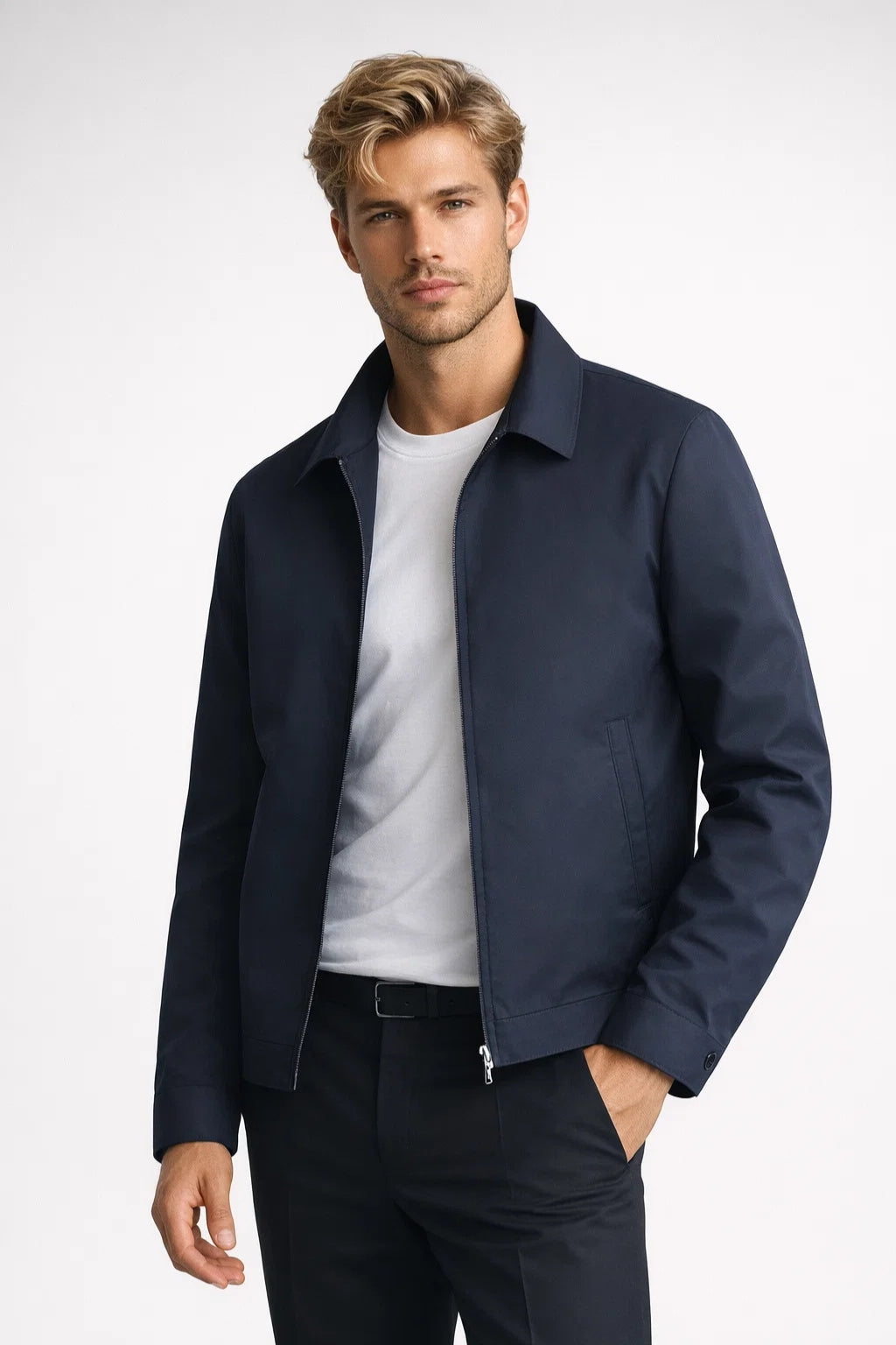Admire | Tussenjas Heren Slim Fit Rits Klassieke Kraag Smart Casual zomer