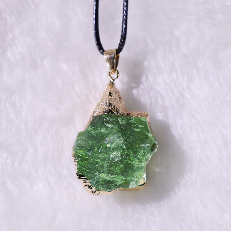 Fijne Moldaviet Ketting – Groene Moldaviet Hanger, Handgemaakt met Verstelbare Ketting – Zahara Lyra