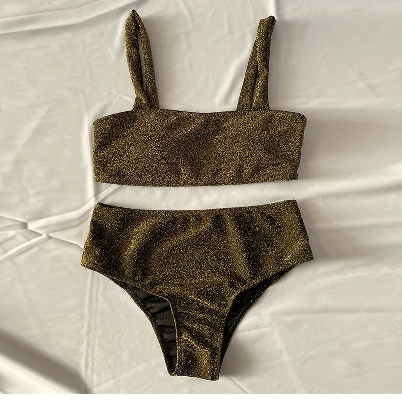 Adele | Dames Bikiniset - Pailletten, Stijlvol en Comfortabel Groen
