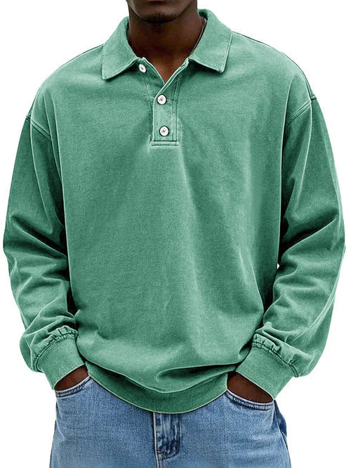 Polo Heren Lange Mouw Zacht Groen