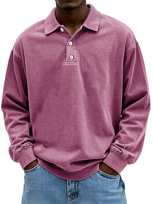 Polo Heren Lange Mouw Zacht Roze