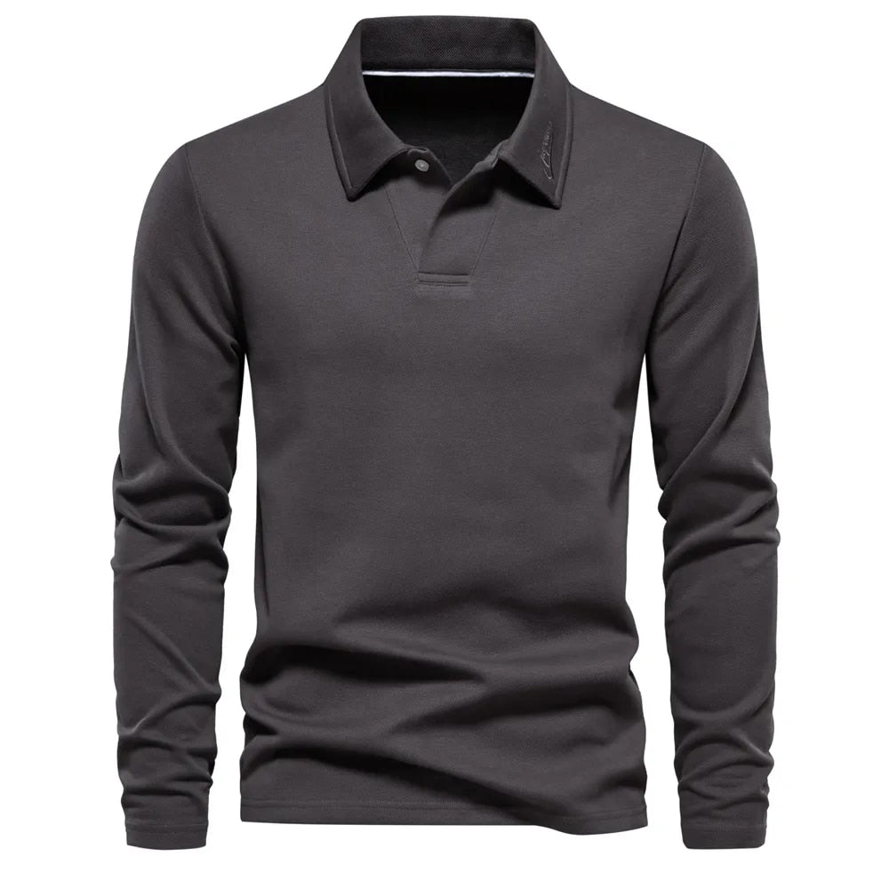Polo Trui Heren Warm Lange Mouw Grijs