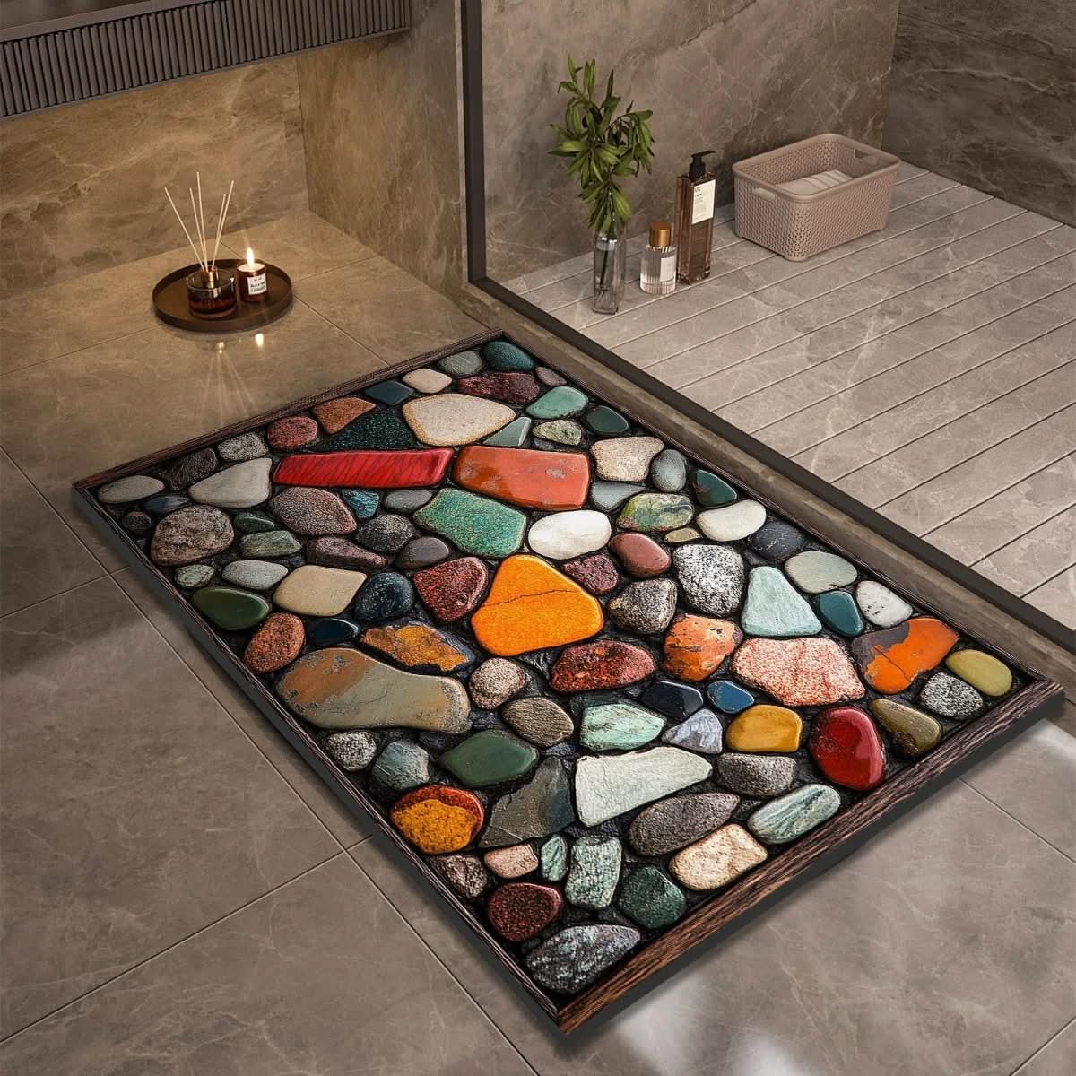 Diatomiet Badmat met Antislip Rubber Onderkant – Sneldrogende Badmat, 17 Designs, 40x60 tot 60x90 cm Design 6