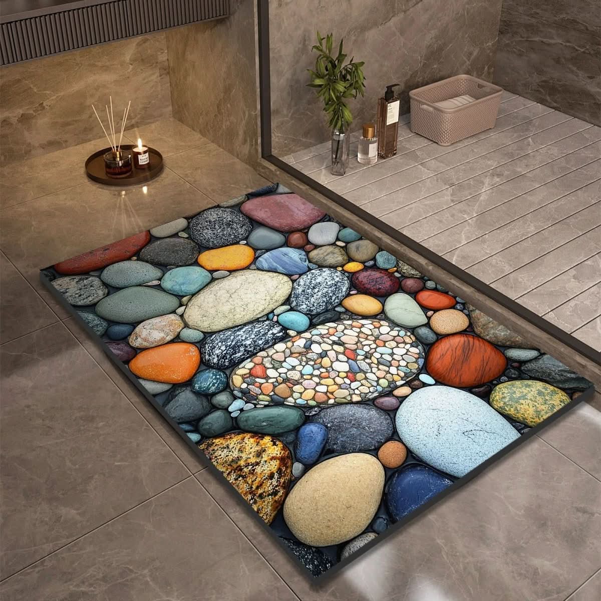 Diatomiet Badmat met Antislip Rubber Onderkant – Sneldrogende Badmat, 17 Designs, 40x60 tot 60x90 cm Design 3
