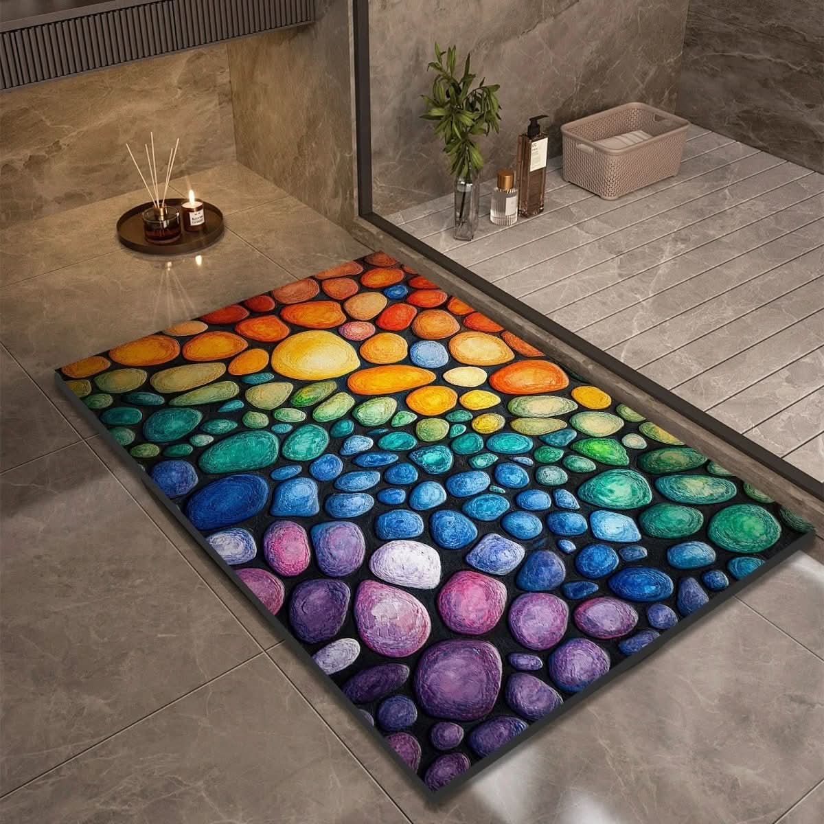 Diatomiet Badmat met Antislip Rubber Onderkant – Sneldrogende Badmat, 17 Designs, 40x60 tot 60x90 cm Design 4