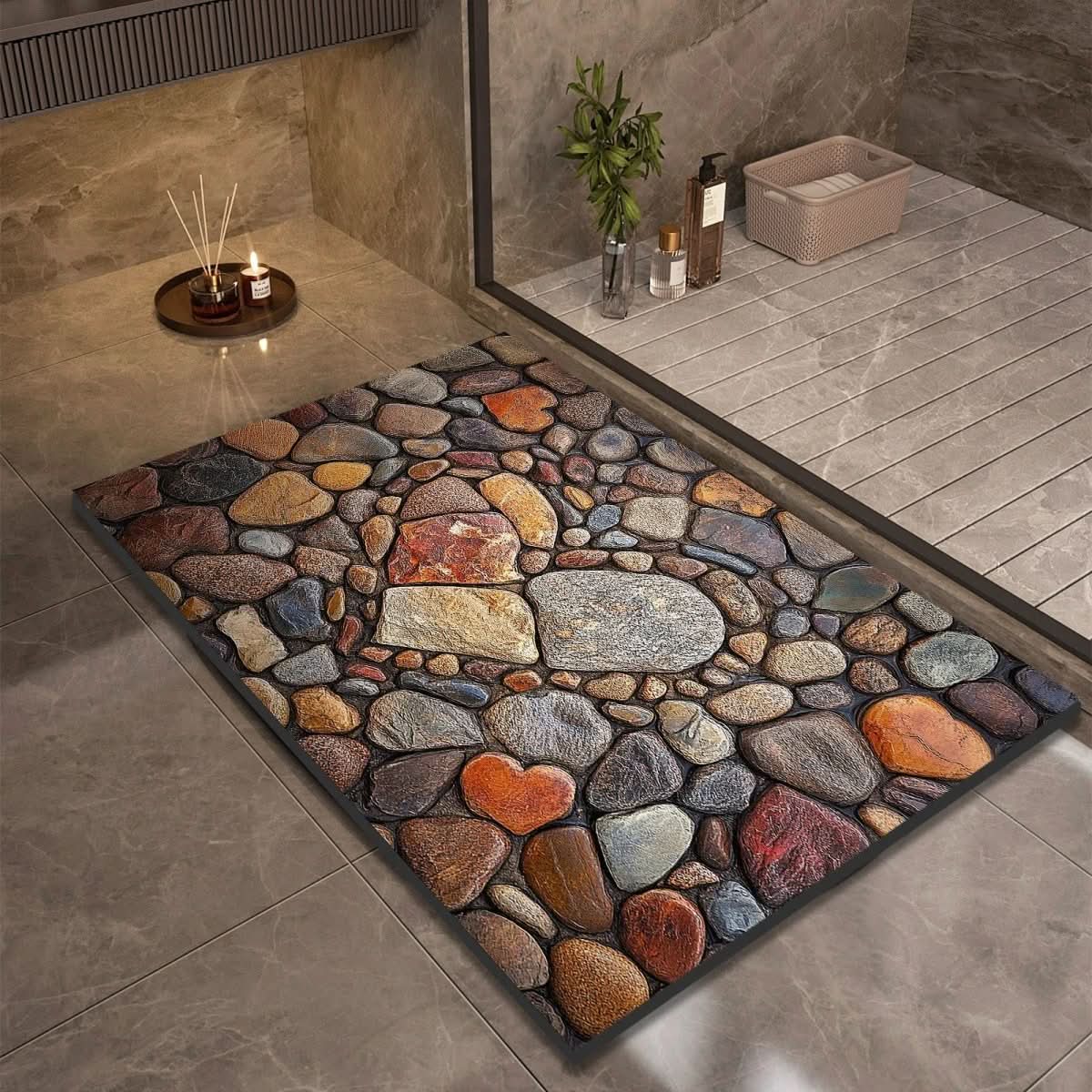 Diatomiet Badmat met Antislip Rubber Onderkant – Sneldrogende Badmat, 17 Designs, 40x60 tot 60x90 cm Design 17
