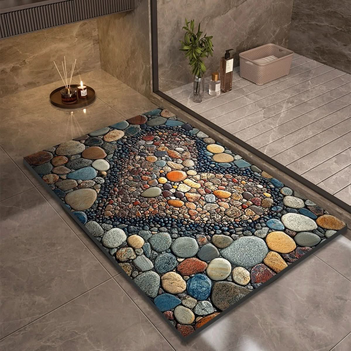 Diatomiet Badmat met Antislip Rubber Onderkant – Sneldrogende Badmat, 17 Designs, 40x60 tot 60x90 cm Design 15