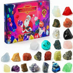 Edelstenen Adventskalender – 24 Natuurlijke Kristallen & Stenen om af te Tellen naar Kerst, Stenenverzamelaar Cadeau, 2 Varianten Variant A