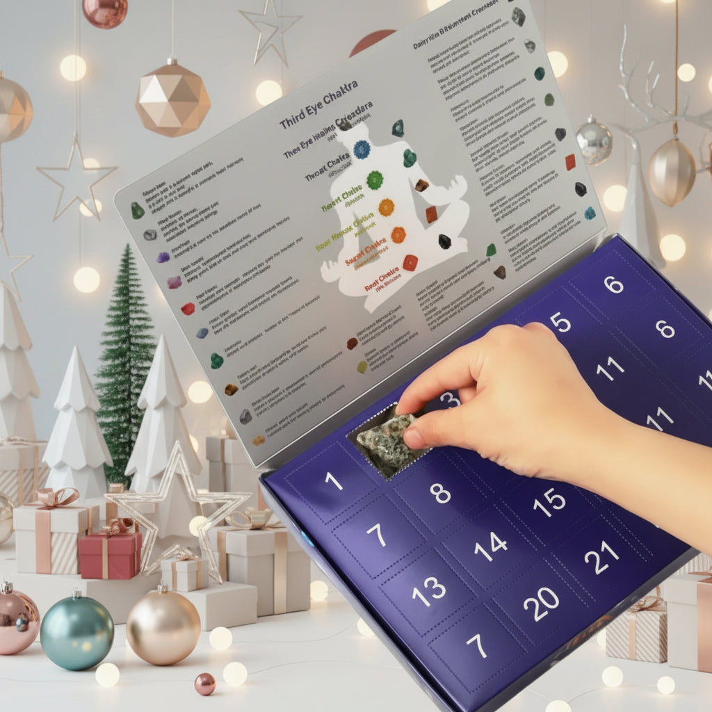 Edelstenen Adventskalender – 24 Natuurlijke Kristallen & Stenen om af te Tellen naar Kerst, Stenenverzamelaar Cadeau, 2 Varianten